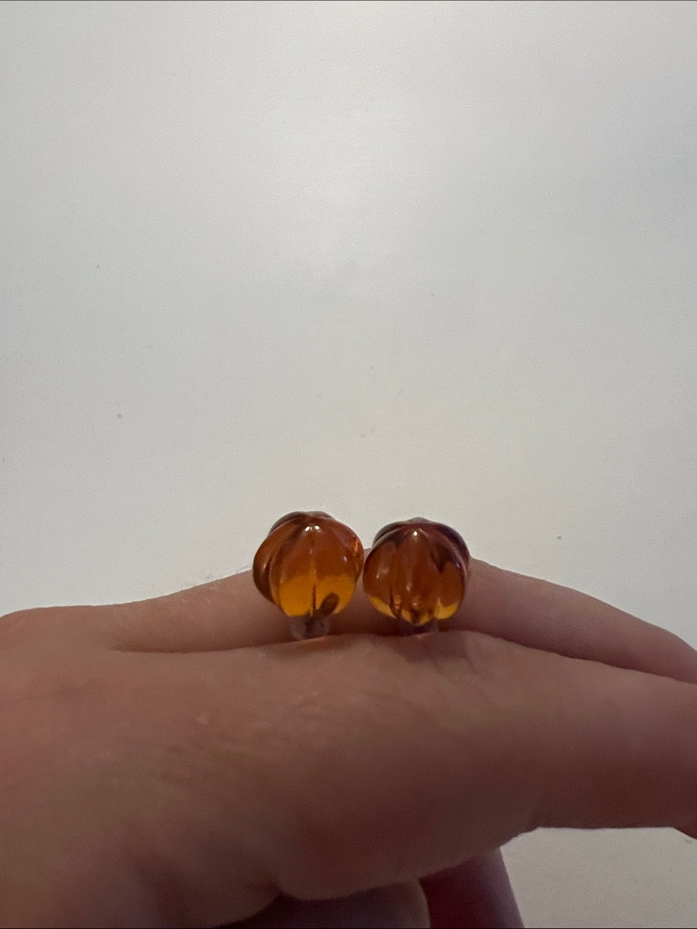 Amber/Orange Glass Swirl Stud Earrings Vintage